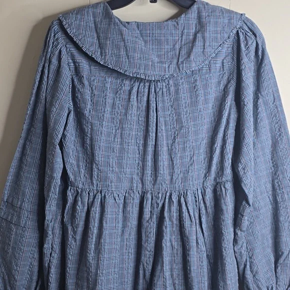BDG Urban Outfitters Check Collar Long Sleeve Mini Dress Medium - Picture 12 of 13